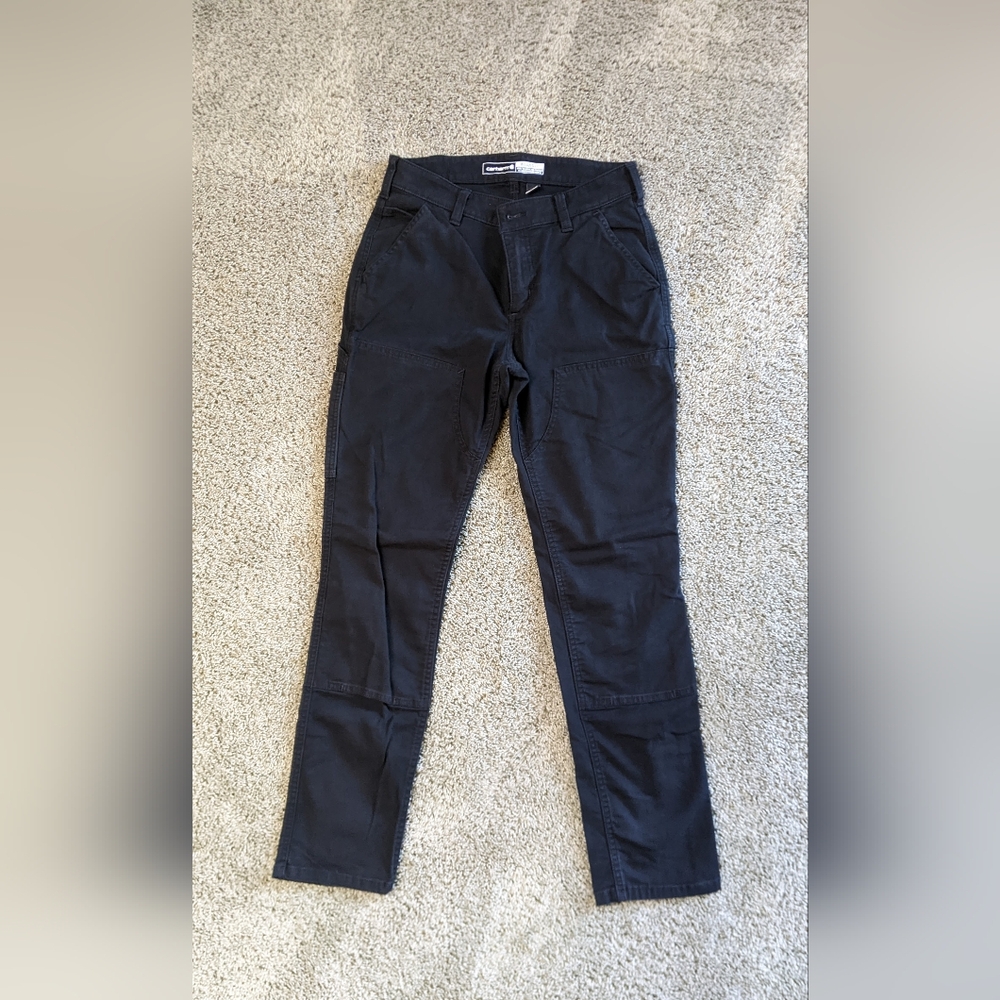 Carhartt Women's Reinforced Knee Relaxed Straight Leg Pants - Black, Size:4